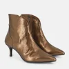 Dansi Fashionable Metallic Bronze Stiletto Heel Ankle Boots