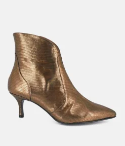 Dansi Fashionable Metallic Bronze Stiletto Heel Ankle Boots