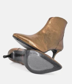 Dansi Fashionable Metallic Bronze Stiletto Heel Ankle Boots