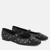 Dansi Funky Black Studded Leather Mary Jane Flats