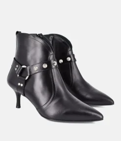 Dansi Gorgeous Black Leather Ankle Boots