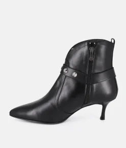 Dansi Gorgeous Black Leather Ankle Boots