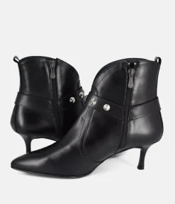 Dansi Gorgeous Black Leather Ankle Boots