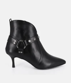 Dansi Gorgeous Black Leather Ankle Boots