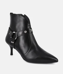 Dansi Gorgeous Black Leather Ankle Boots