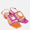 Dansi Gorgeous Metallic Pink/Orange Block Heel Sandals