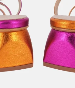 Dansi Gorgeous Metallic Pink/Orange Block Heel Sandals