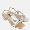 Dansi Gorgeous Silver/Gold Metallic Block Heel Sandals