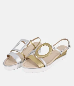 Dansi Gorgeous Silver/Gold Metallic Wedge Sandals