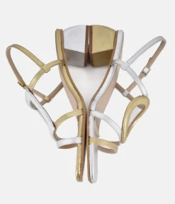 Dansi Gorgeous Silver/Gold Metallic Block Heel Sandals