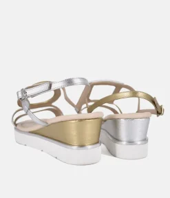 Dansi Gorgeous Silver/Gold Metallic Wedge Sandals