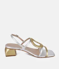 Dansi Gorgeous Silver/Gold Metallic Block Heel Sandals