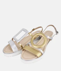 Dansi Gorgeous Silver/Gold Metallic Wedge Sandals