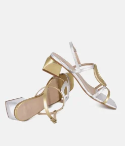 Dansi Gorgeous Silver/Gold Metallic Block Heel Sandals