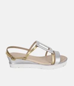Dansi Gorgeous Silver/Gold Metallic Wedge Sandals