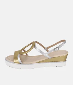 Dansi Gorgeous Silver/Gold Metallic Wedge Sandals