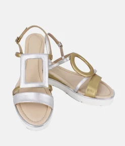Dansi Gorgeous Silver/Gold Metallic Wedge Sandals