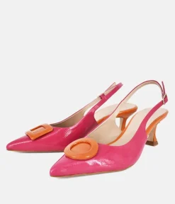 Dansi Pretty Pink/Orange Slingback Heels
