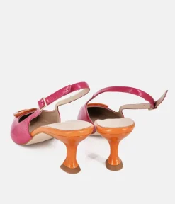 Dansi Pretty Pink/Orange Slingback Heels