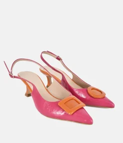 Dansi Pretty Pink/Orange Slingback Heels