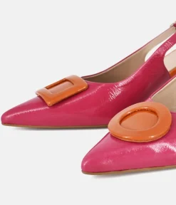 Dansi Pretty Pink/Orange Slingback Heels