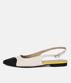 Dansi Striking Cream/Black Slingback Flats