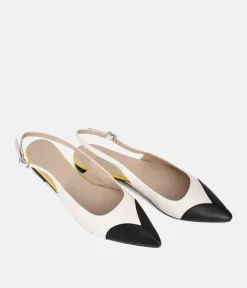 Dansi Striking Cream/Black Slingback Flats