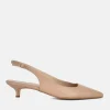 Dansi Stylish Beige Leather Kitten Heels