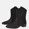Dansi Trendy Black Suede Cowboy Ankle Boots