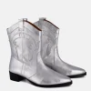 Dansi Trendy Metallic Silver Cowboy Ankle Boots