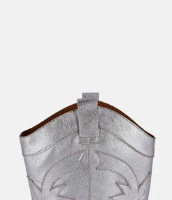 Dansi Trendy Metallic Silver Cowboy Ankle Boots
