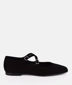 Dansi Versatile Black Suede Strappy Flats