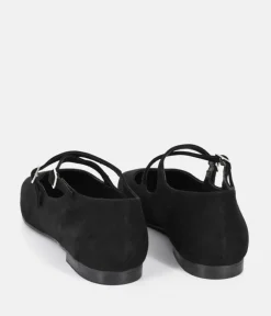 Dansi Versatile Black Suede Strappy Flats