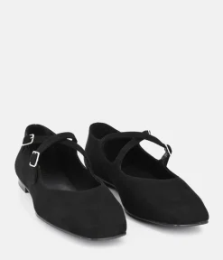 Dansi Versatile Black Suede Strappy Flats