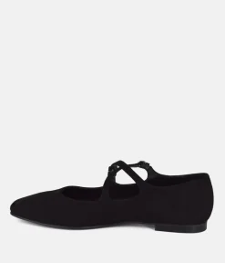 Dansi Versatile Black Suede Strappy Flats