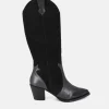 Dansi Western Inspired Black Suede Long Boots