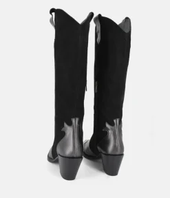 Dansi Western Inspired Black Suede Long Boots