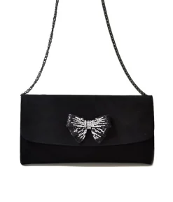 Deluxe Black Party Evening Shoulder Bag with Bow