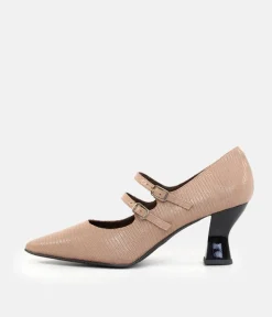 Double Strap Beige Mary Jane Style Shoes