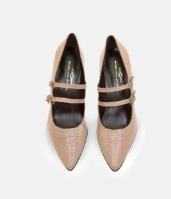 Double Strap Beige Mary Jane Style Shoes