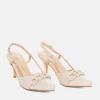 Dressy Beige Patent Slingback Heels