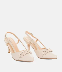 Dressy Beige Patent Slingback Heels