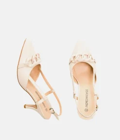 Dressy Beige Patent Slingback Heels