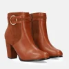 Dressy Brown Block Heel Ankle Boots