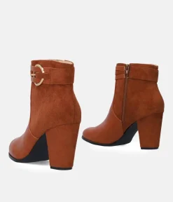 Dressy Brown Block Heel Ankle Boots