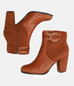 Dressy Brown Block Heel Ankle Boots