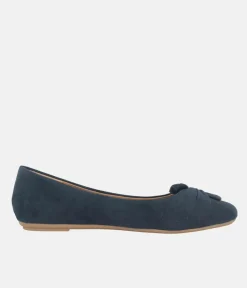 Dressy Navy Round Toe Ballet Flats