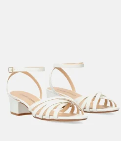 Dressy White Ankle Strap Sandals