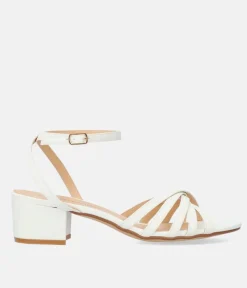 Dressy White Ankle Strap Sandals
