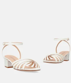 Dressy White Ankle Strap Sandals